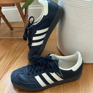 Like new adidas Sambas, navy blue, women’s 6.5